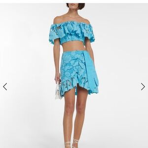 Self-Portrait Blue Asymmetrical Skirt and shirt